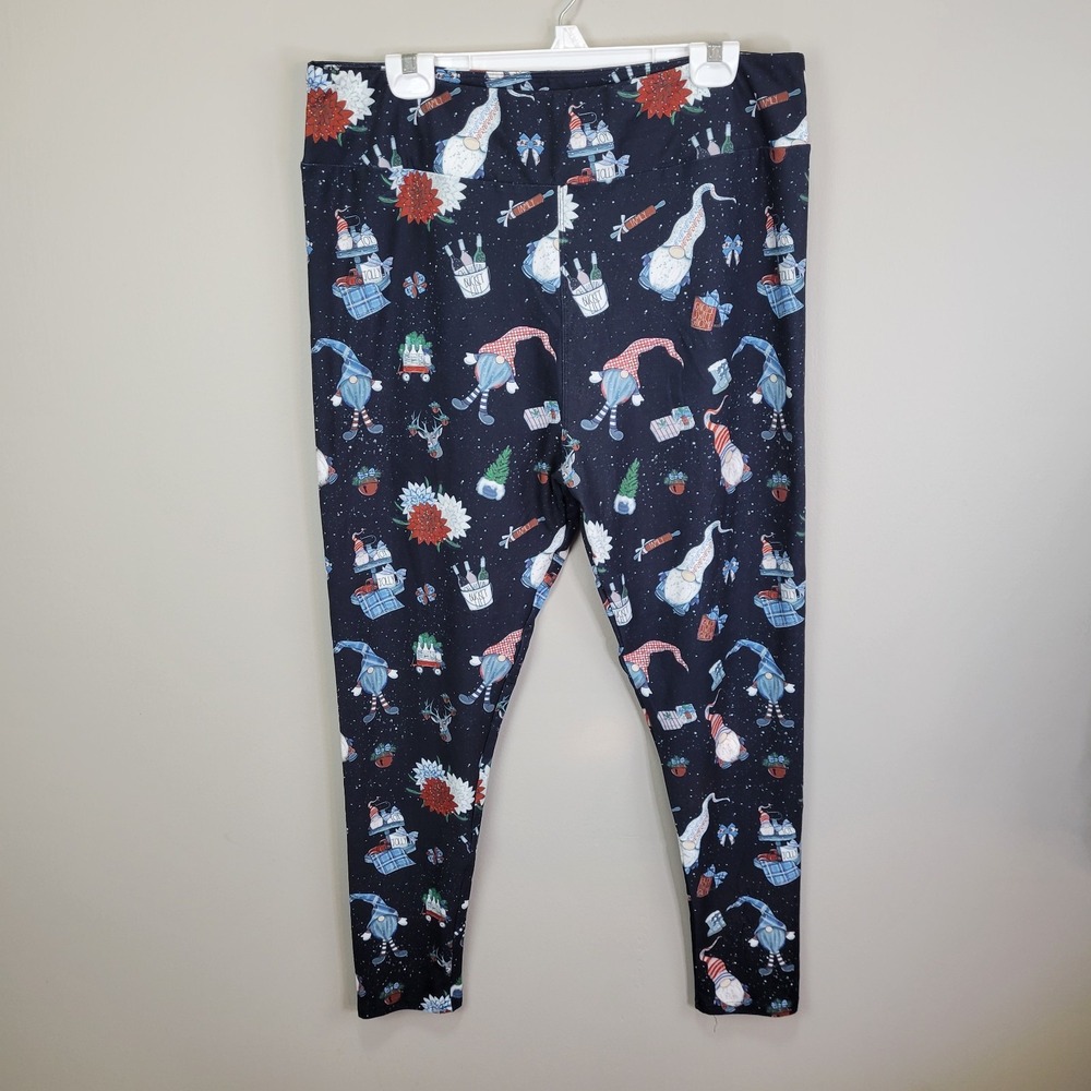 Dren Designs Christmas  Gnomes Poly Spandex Ankle Leggings Extended Plus‎ Size